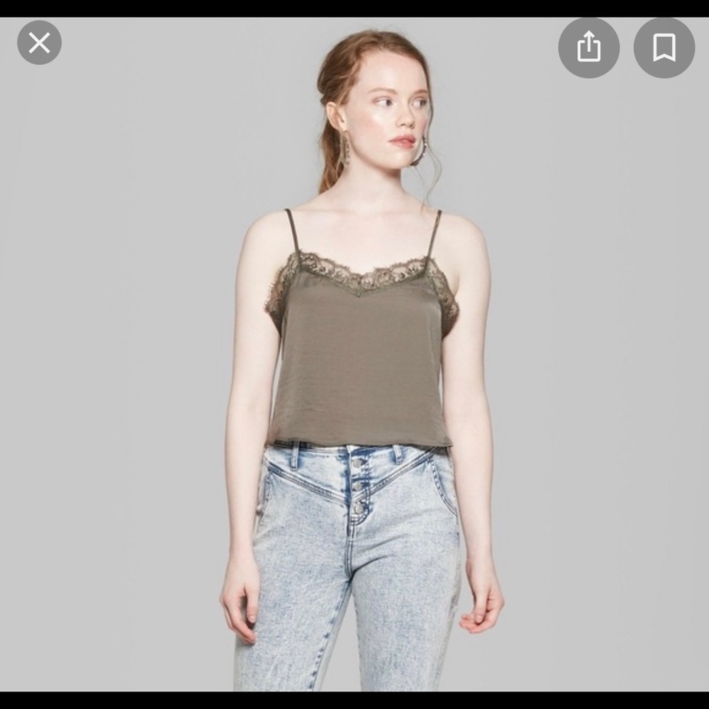 Wild Fable Olive Green Lace Tank Top
